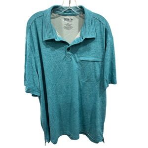 Duluth Trading Co. XL Mens Polo Shirt Top‎ Short Sleeve Button Up Blue